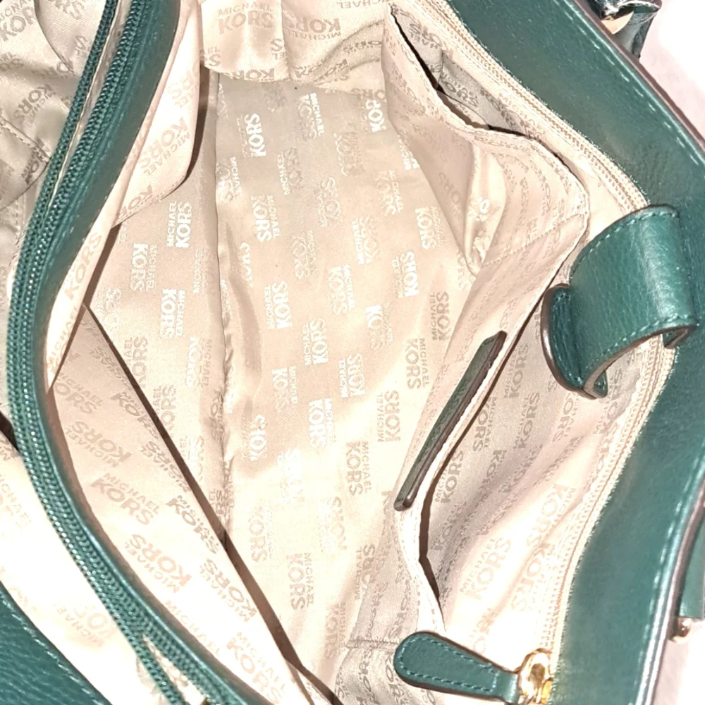 Michael Kors Green Pebbled Leather Satchel